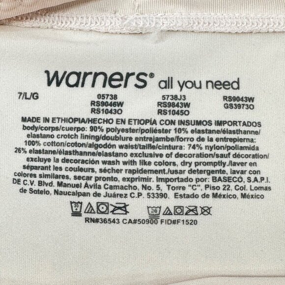 Warner's Women's Size Large 7 Panty Brief High Waist Light Pink New Without Tags - Picture 3 of 6